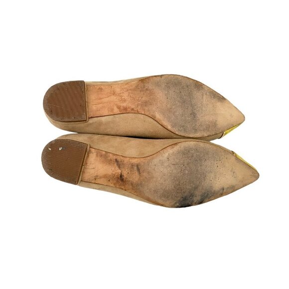 Tory Burch Pointed Suede Ballet Flats in Colorblock Cream and Yellow - Picture 8 of 9